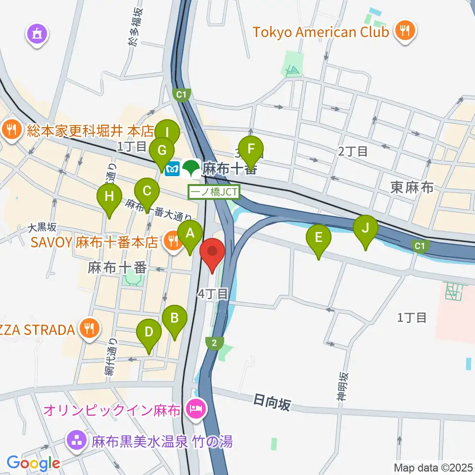 スガナミ楽器 麻布センター周辺のコンビニエンスストア一覧地図