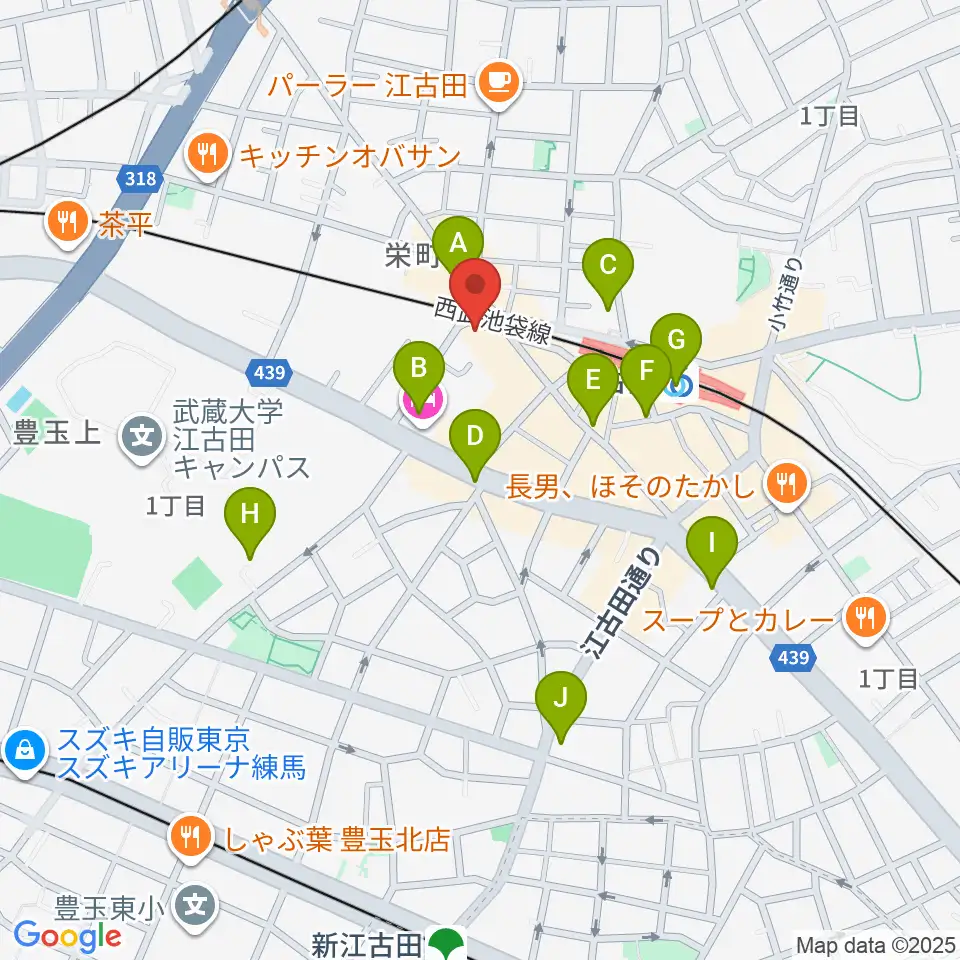 エークラスミュージック 江古田センター周辺のコンビニエンスストア一覧地図