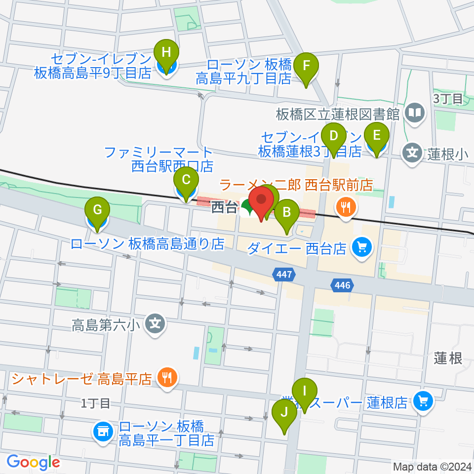 エークラスミュージック 西台センター周辺のコンビニエンスストア一覧地図