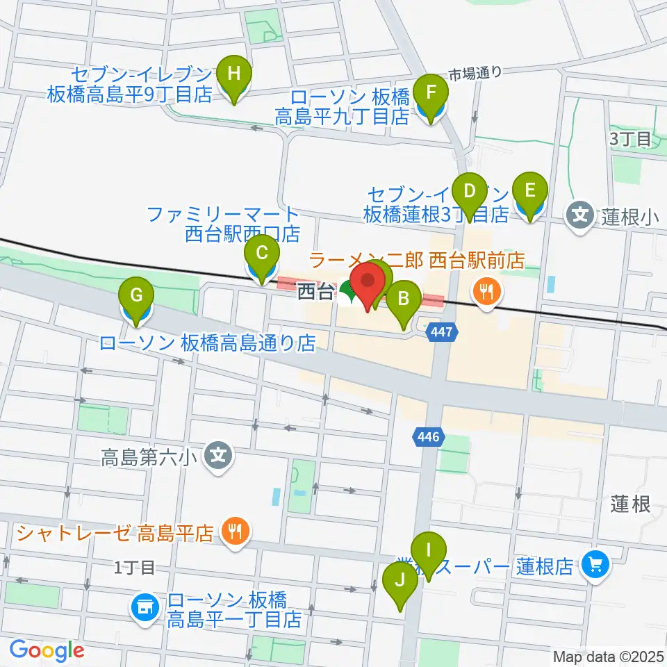 エークラスミュージック 西台センター周辺のコンビニエンスストア一覧地図