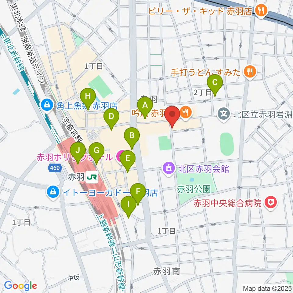 エークラスミュージック赤羽センター周辺のコンビニエンスストア一覧地図