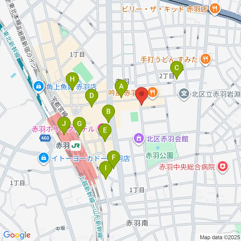 エークラスミュージック赤羽センター周辺のコンビニエンスストア一覧地図
