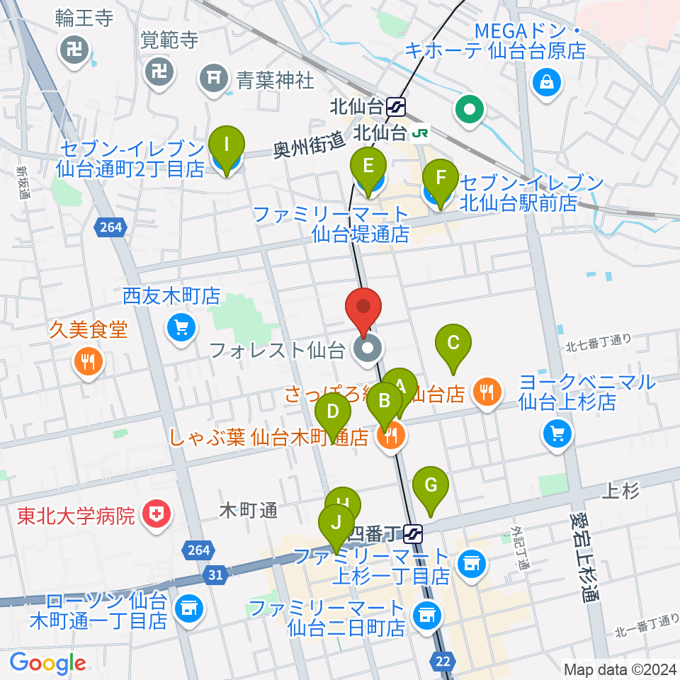 ラフォーレギター教室周辺のコンビニエンスストア一覧地図