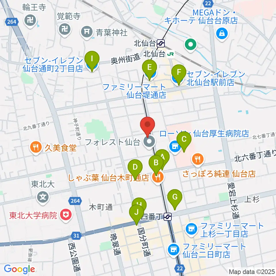 ラフォーレギター教室周辺のコンビニエンスストア一覧地図