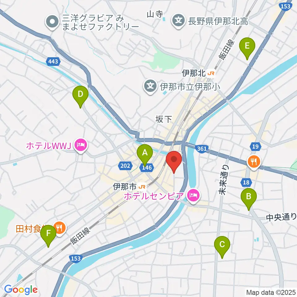 伊那楽器 音楽教室周辺のコンビニエンスストア一覧地図