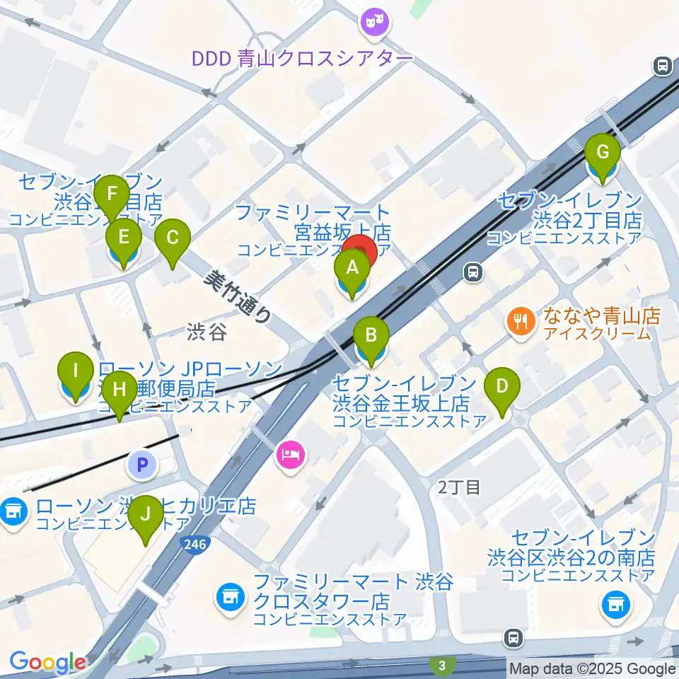 音楽教室ルフォスタ周辺のコンビニエンスストア一覧地図