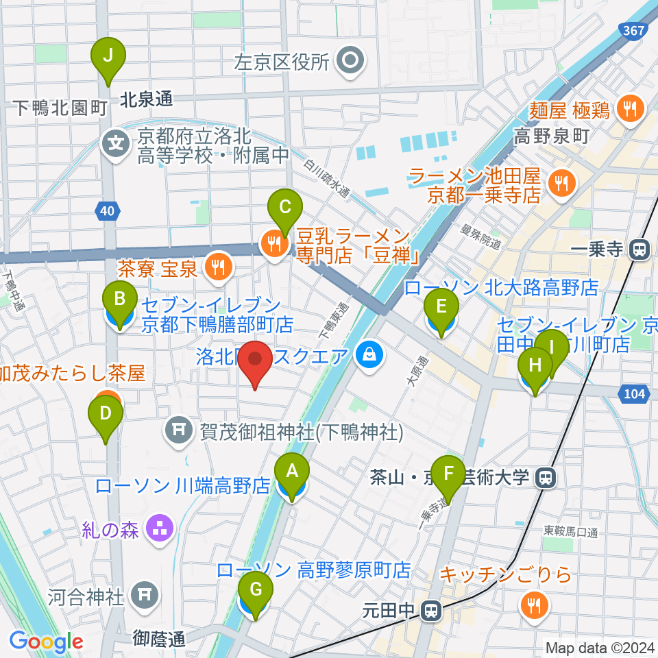 下鴨総合音楽教室周辺のコンビニエンスストア一覧地図