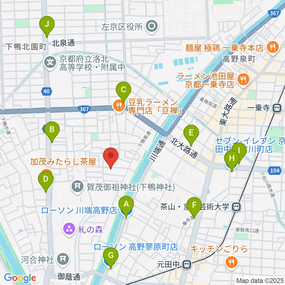 下鴨総合音楽教室周辺のコンビニエンスストア一覧地図