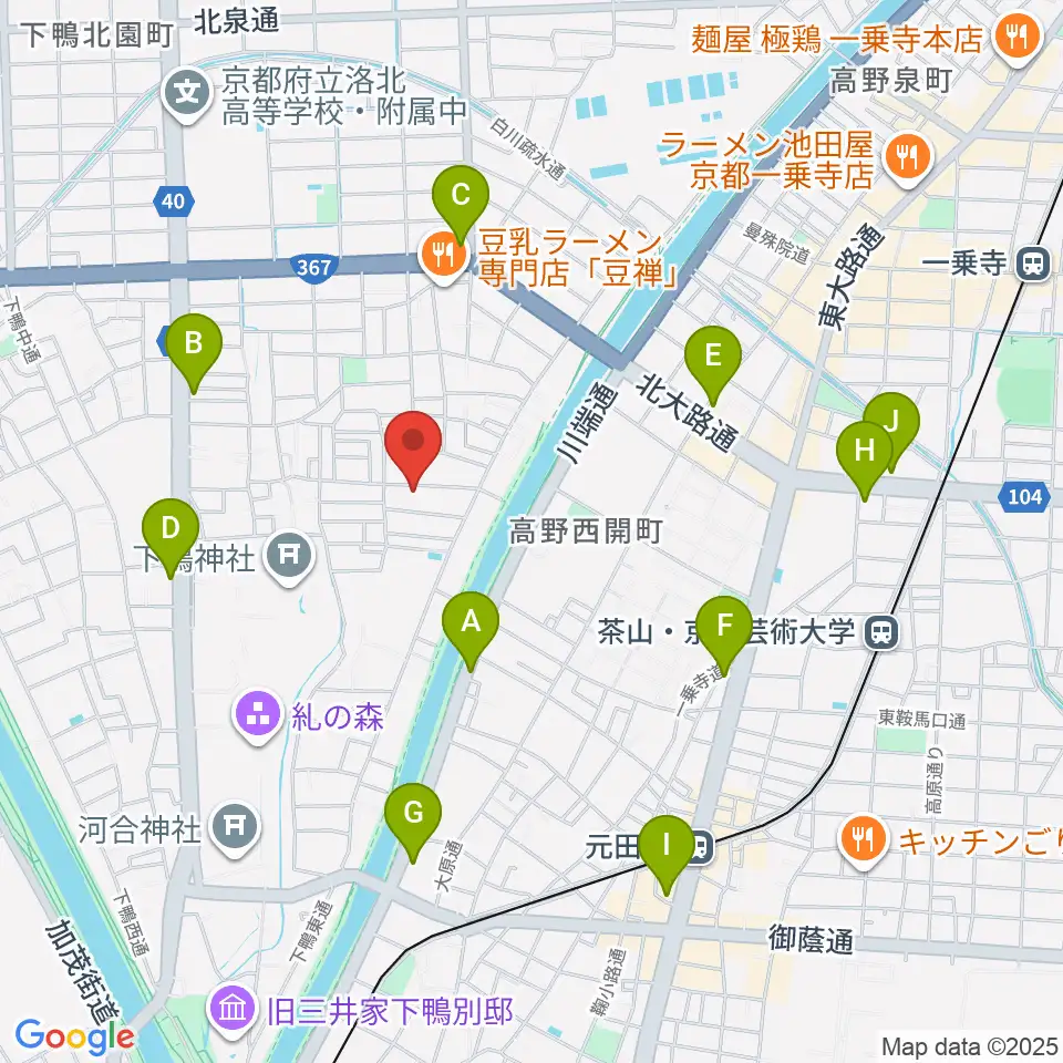 下鴨総合音楽教室周辺のコンビニエンスストア一覧地図