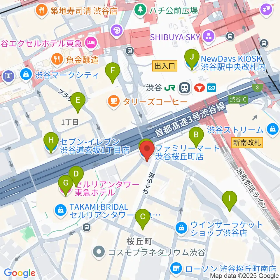 宮地楽器 MUSICJOY渋谷周辺のコンビニエンスストア一覧地図