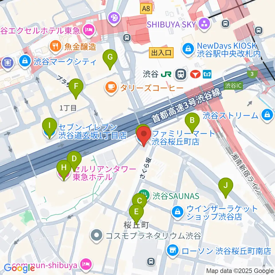 宮地楽器 MUSICJOY渋谷周辺のコンビニエンスストア一覧地図