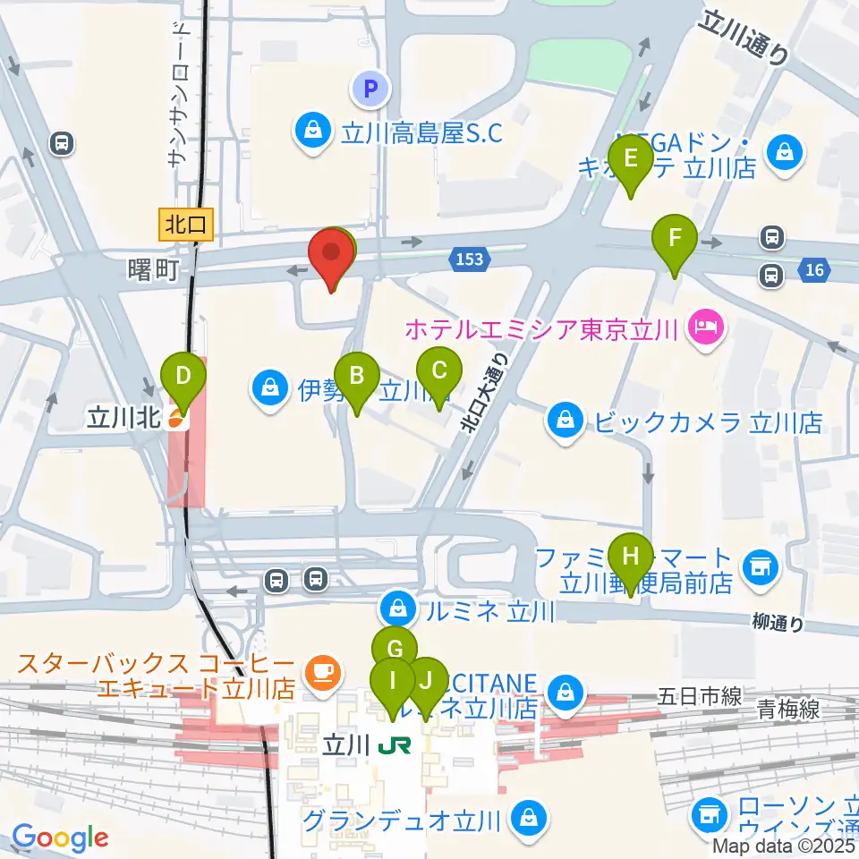 宮地楽器 MUSICJOY立川北周辺のコンビニエンスストア一覧地図