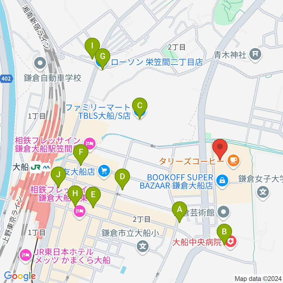 ヨークカルチャーセンター大船周辺のコンビニエンスストア一覧地図