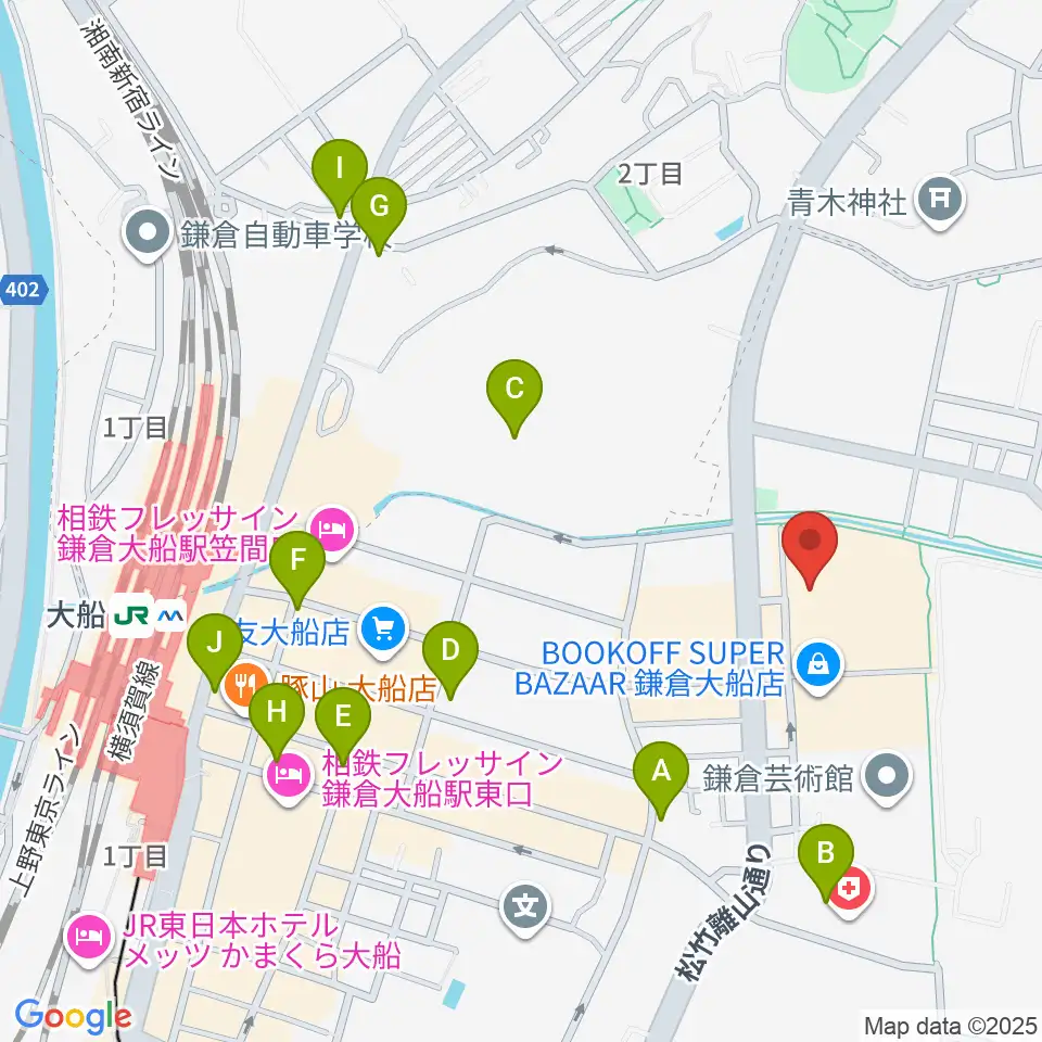 ヨークカルチャーセンター大船周辺のコンビニエンスストア一覧地図