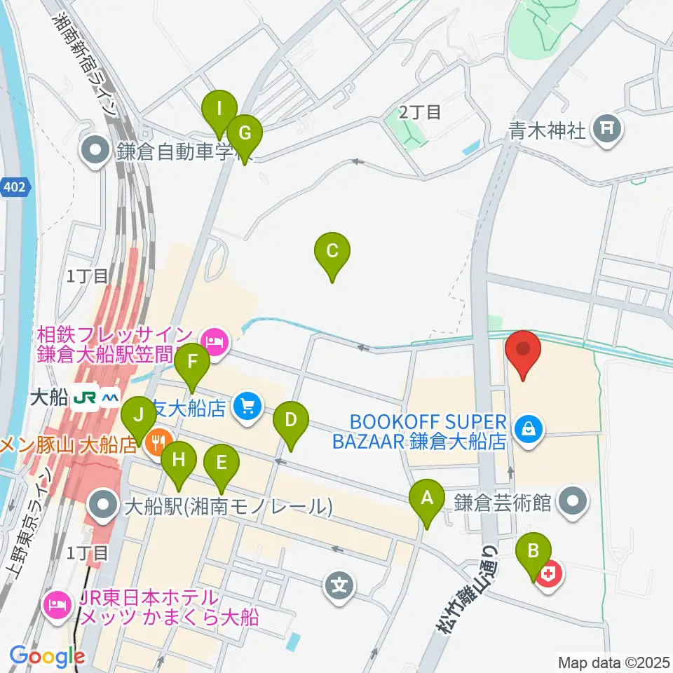 ヨークカルチャーセンター大船周辺のコンビニエンスストア一覧地図