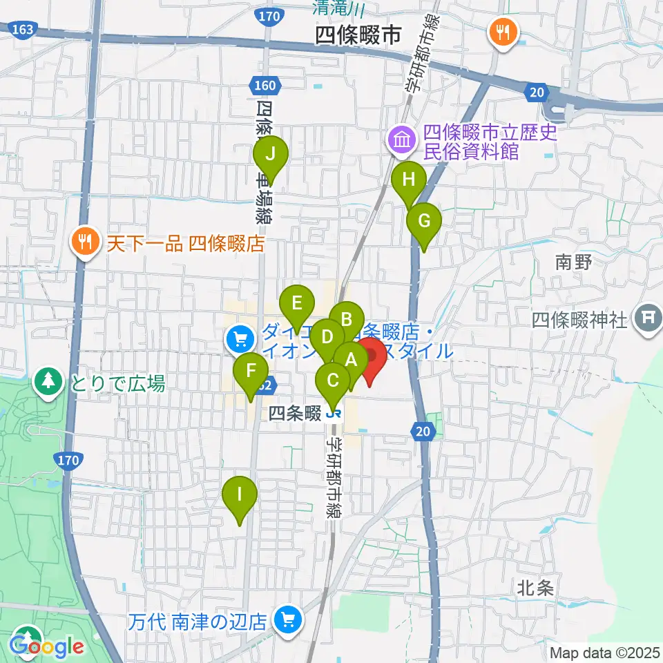 四條畷学園音楽教室周辺のコンビニエンスストア一覧地図
