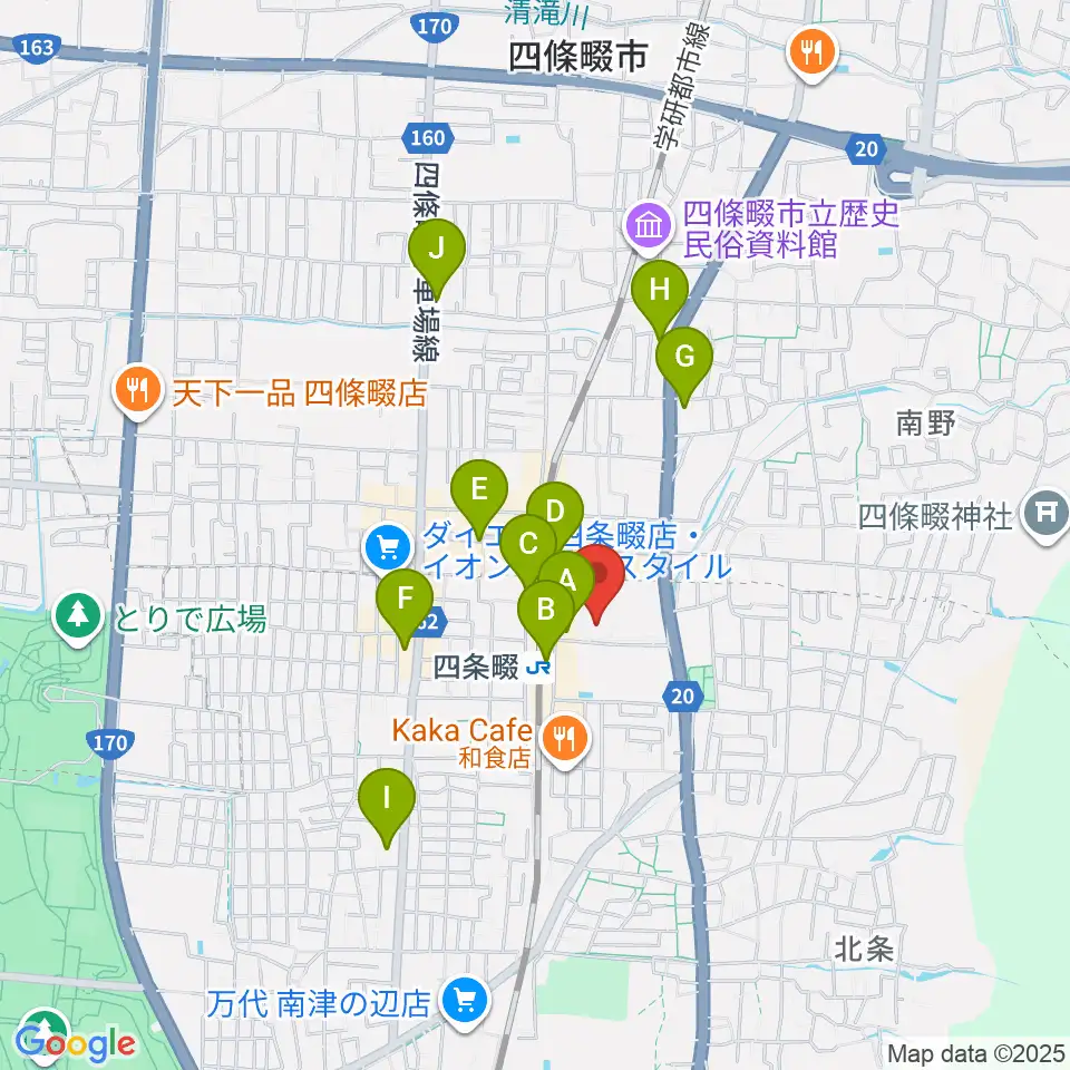 四條畷学園音楽教室周辺のコンビニエンスストア一覧地図