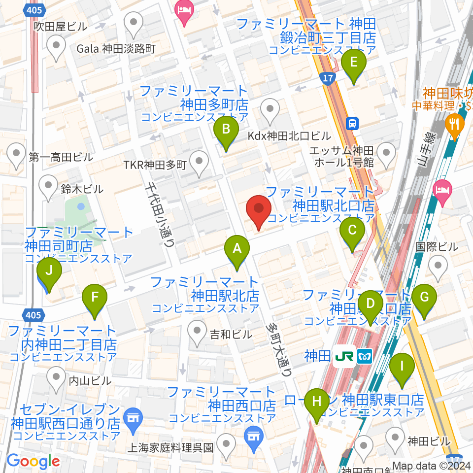神田音楽学校周辺のコンビニエンスストア一覧地図