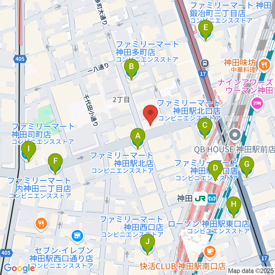 神田音楽学校周辺のコンビニエンスストア一覧地図