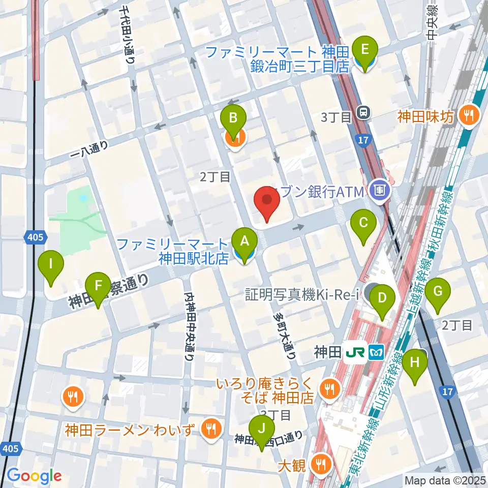 神田音楽学校周辺のコンビニエンスストア一覧地図