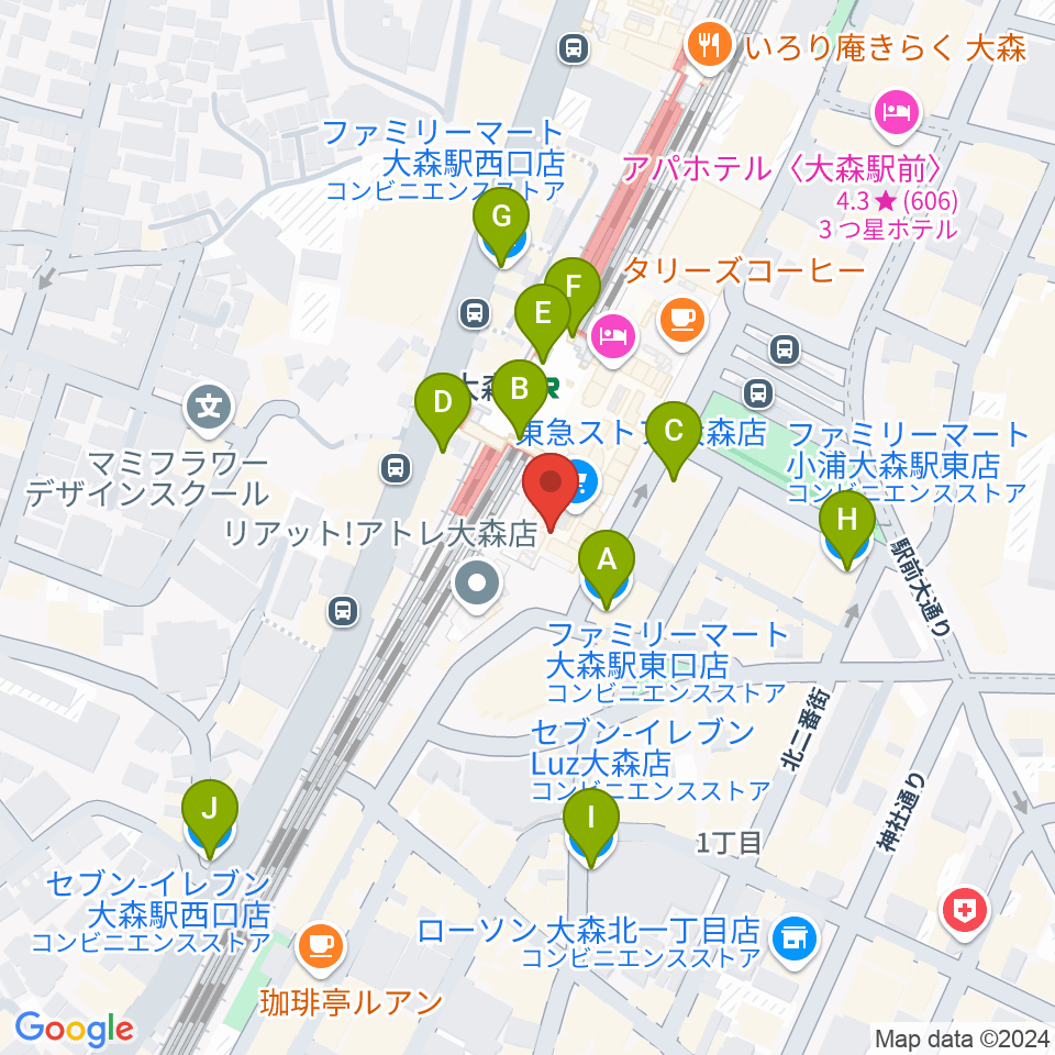 よみうりカルチャー大森周辺のコンビニエンスストア一覧地図