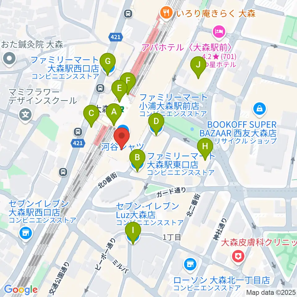 よみうりカルチャー大森周辺のコンビニエンスストア一覧地図