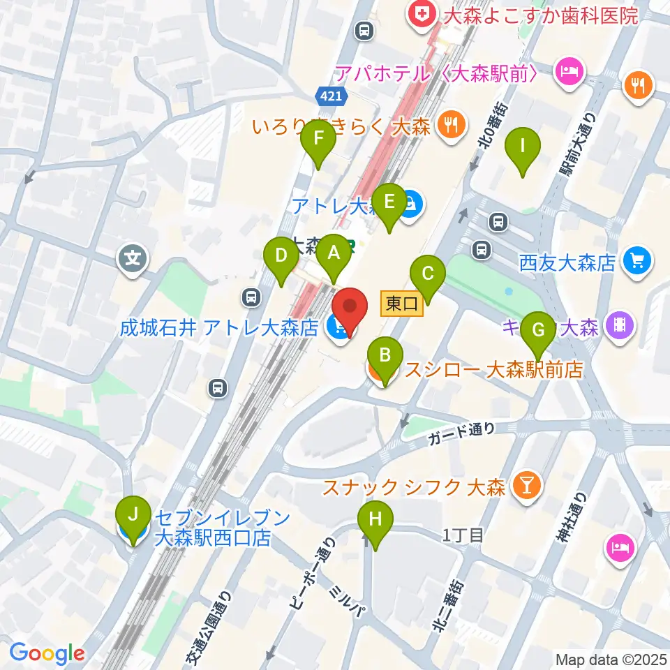 よみうりカルチャー大森周辺のコンビニエンスストア一覧地図
