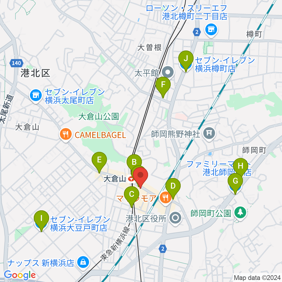 大倉山音楽美術センター周辺のコンビニエンスストア一覧地図