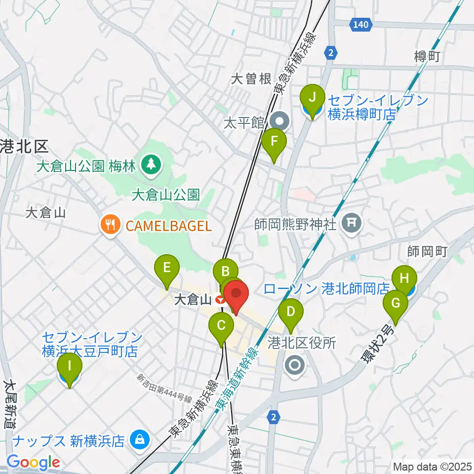 大倉山音楽美術センター周辺のコンビニエンスストア一覧地図