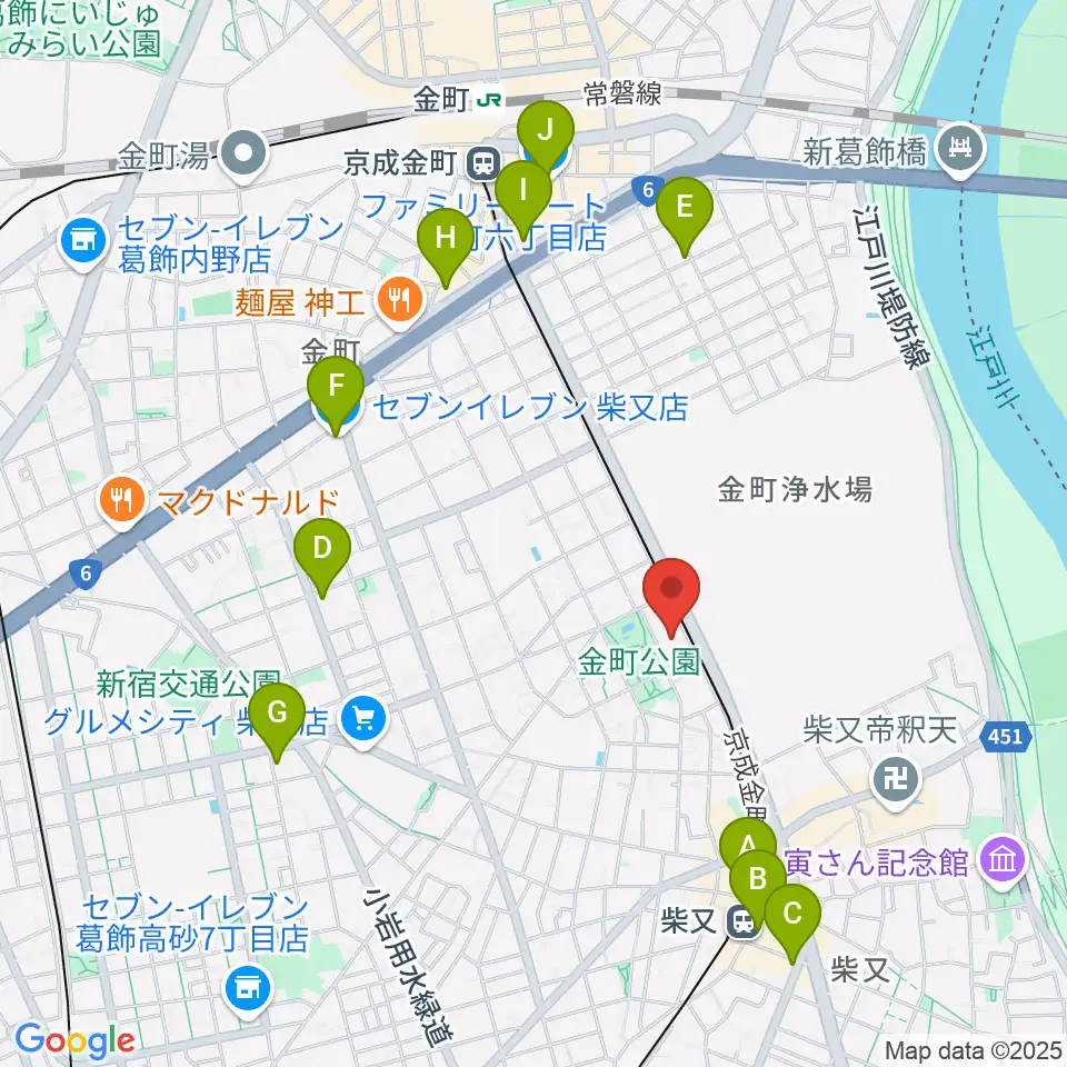 田中音楽教室 金町公園前周辺のコンビニエンスストア一覧地図