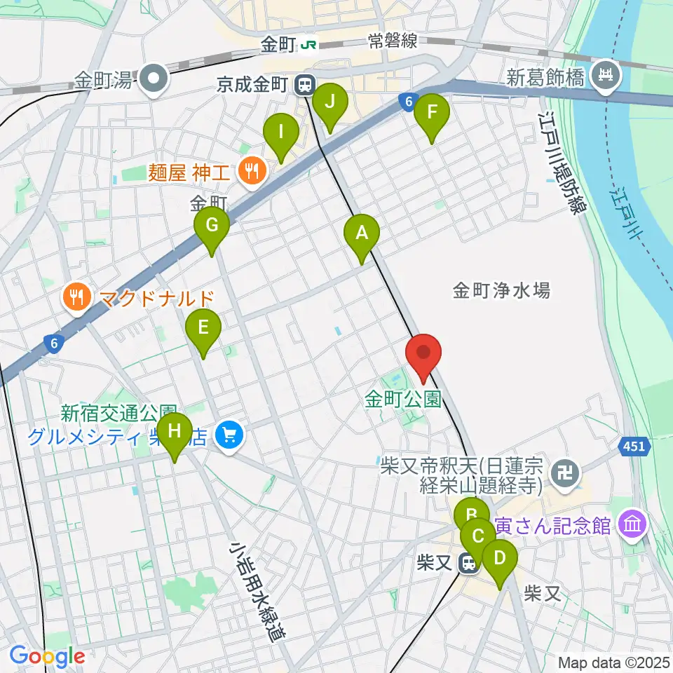 田中音楽教室 金町公園前周辺のコンビニエンスストア一覧地図