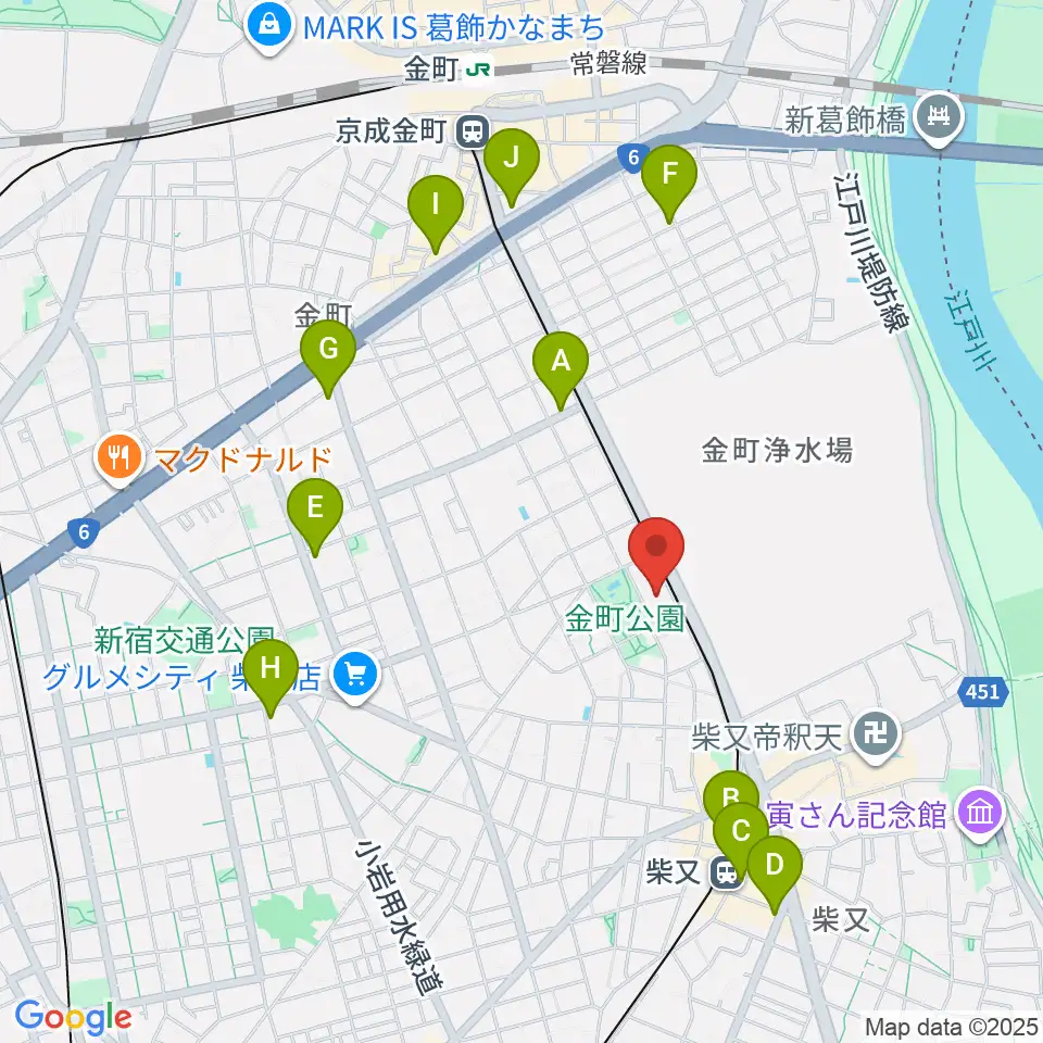 田中音楽教室 金町公園前周辺のコンビニエンスストア一覧地図