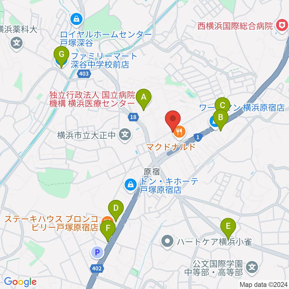 原宿音楽教室＆カルチャースクール周辺のコンビニエンスストア一覧地図