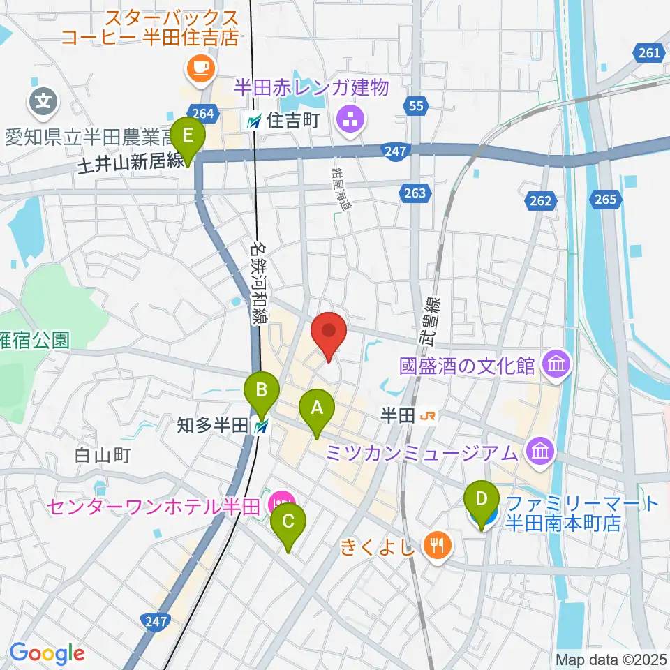マツイシ楽器 半田ミュージックセンター周辺のコンビニエンスストア一覧地図