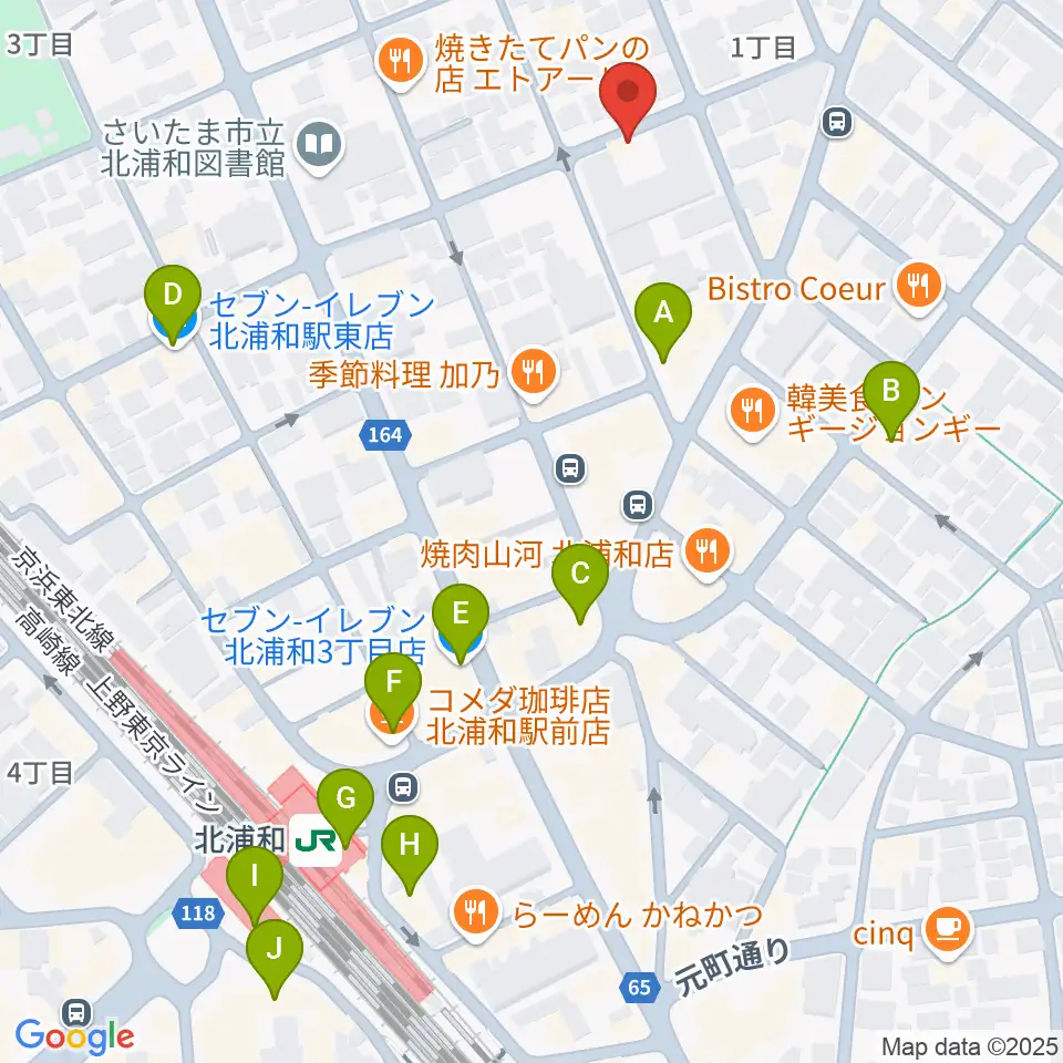 シバタ音楽教室周辺のコンビニエンスストア一覧地図