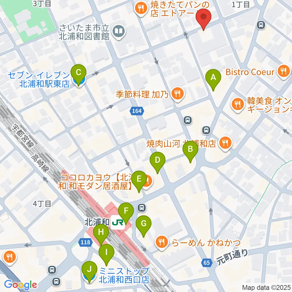 シバタ音楽教室周辺のコンビニエンスストア一覧地図