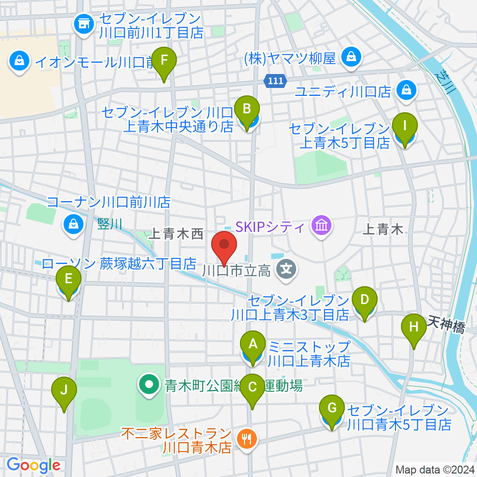 ベルウッド音楽学院周辺のコンビニエンスストア一覧地図