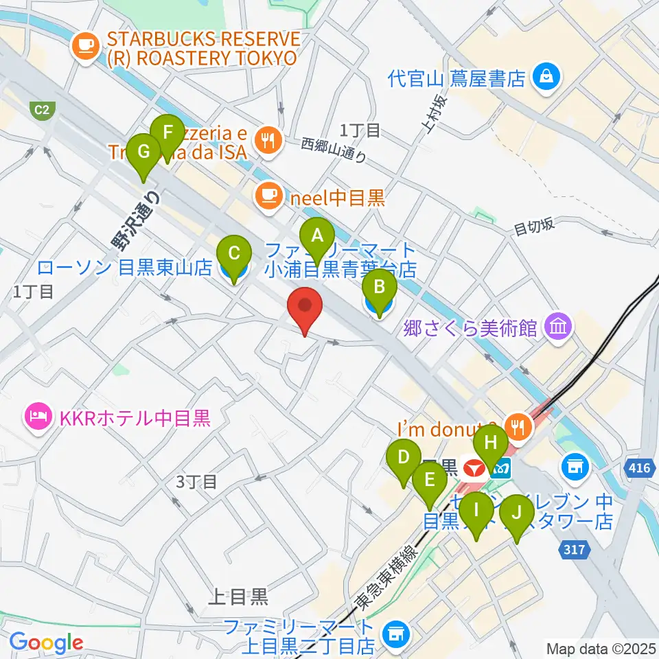 TWO-FIVEギタースクール周辺のコンビニエンスストア一覧地図
