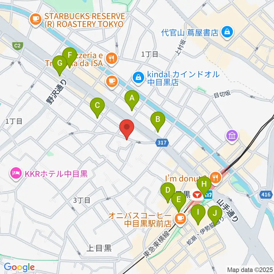 TWO-FIVEギタースクール周辺のコンビニエンスストア一覧地図