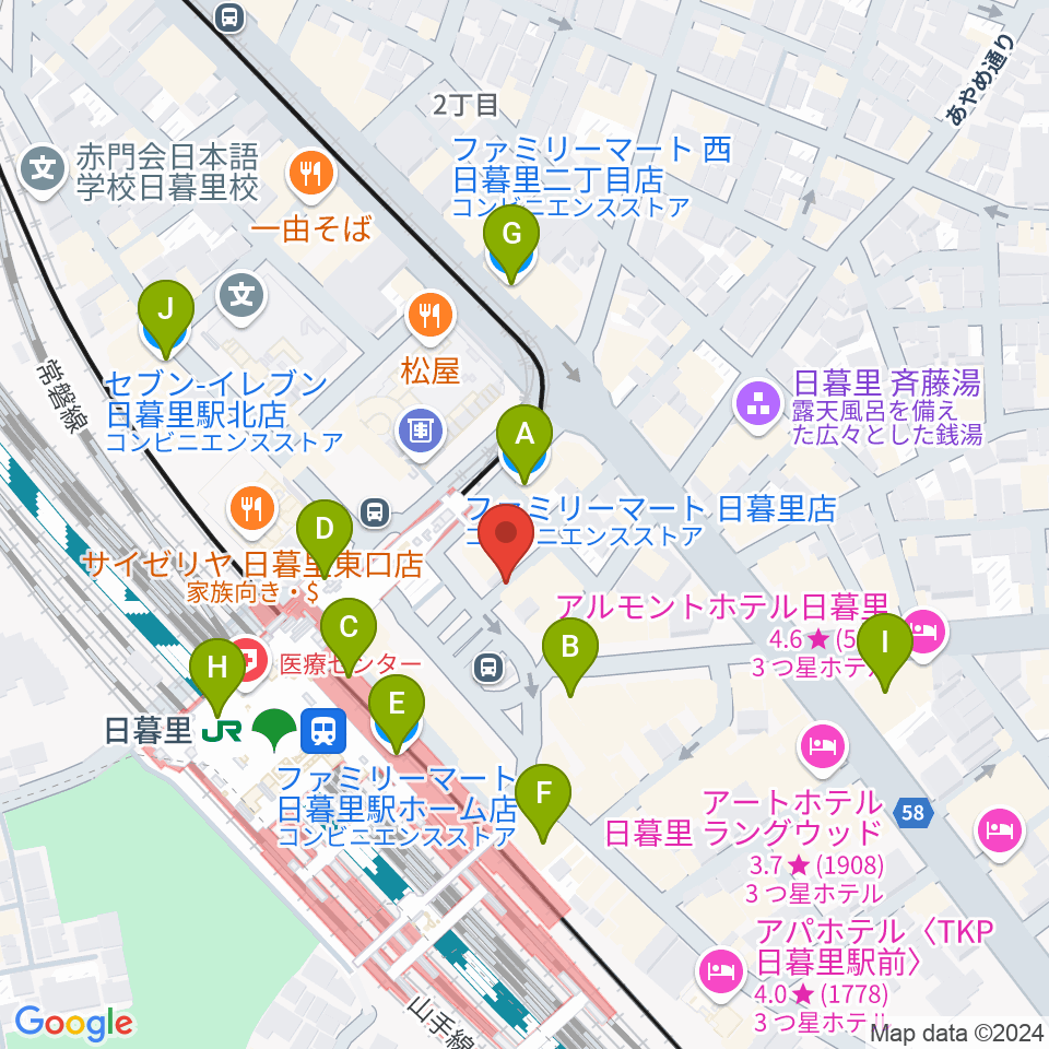 上野ヴォーカルアカデミー周辺のコンビニエンスストア一覧地図