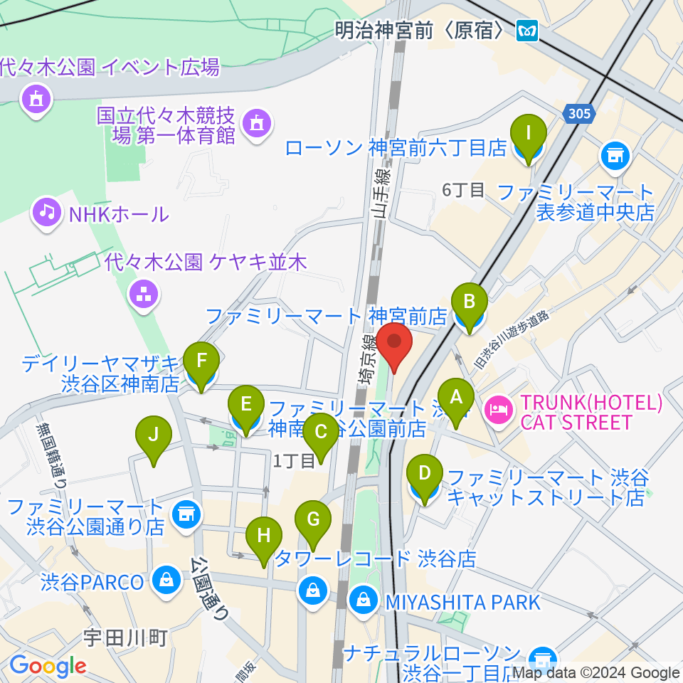 トイズミュージックスクール周辺のコンビニエンスストア一覧地図