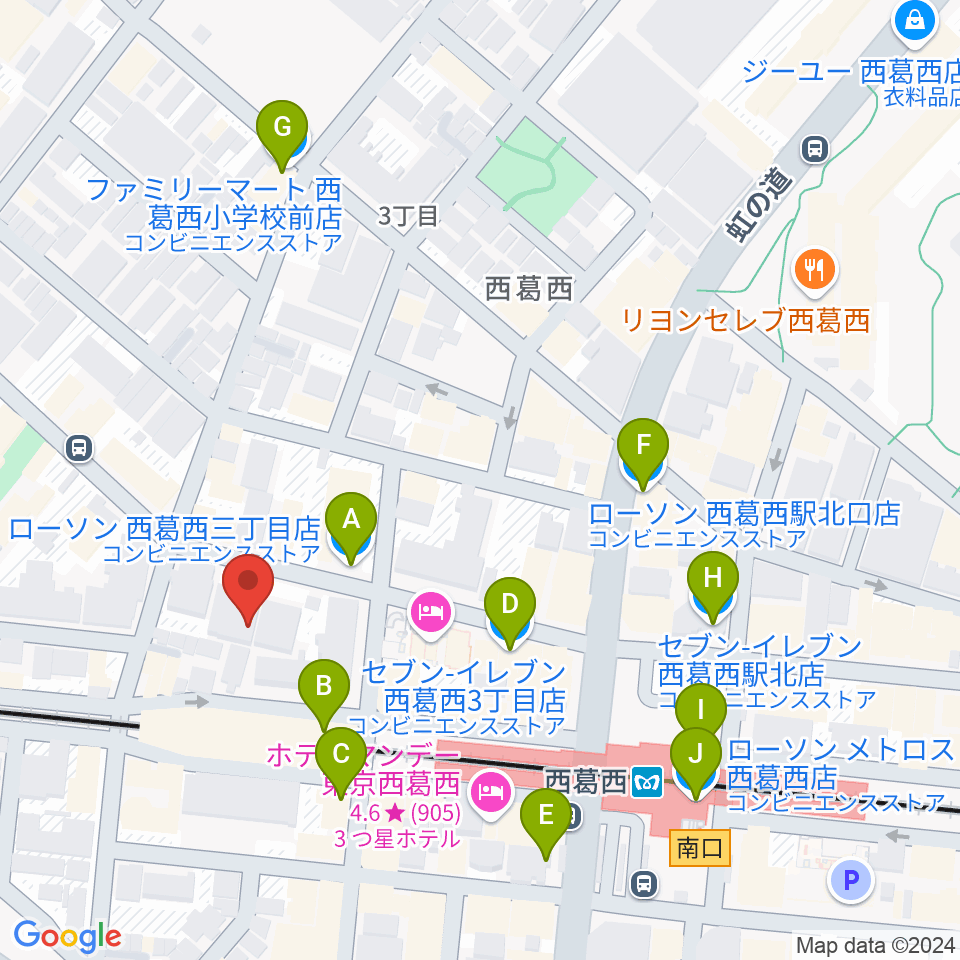 東京スクールオブミュージック＆ダンス専門学校周辺のコンビニエンスストア一覧地図