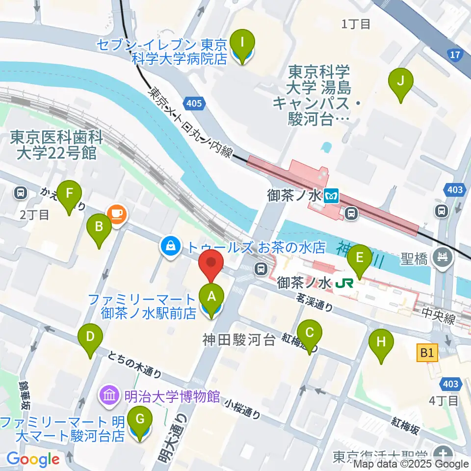 ESPギタークラフトアカデミー東京校周辺のコンビニエンスストア一覧地図
