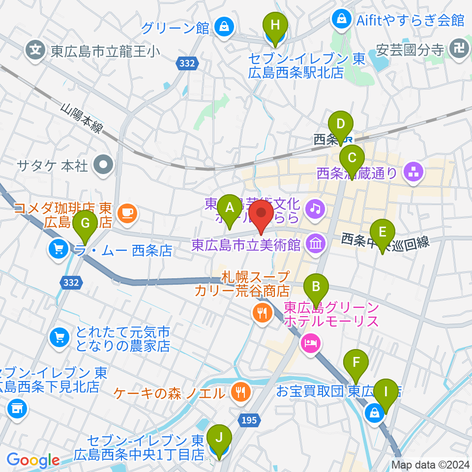 セッション西条駅前店 音楽教室周辺のコンビニエンスストア一覧地図