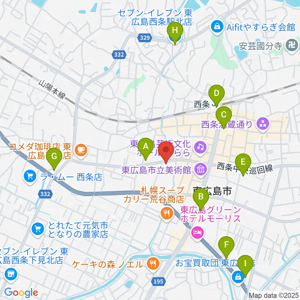 セッション西条駅前店 音楽教室周辺のコンビニエンスストア一覧地図