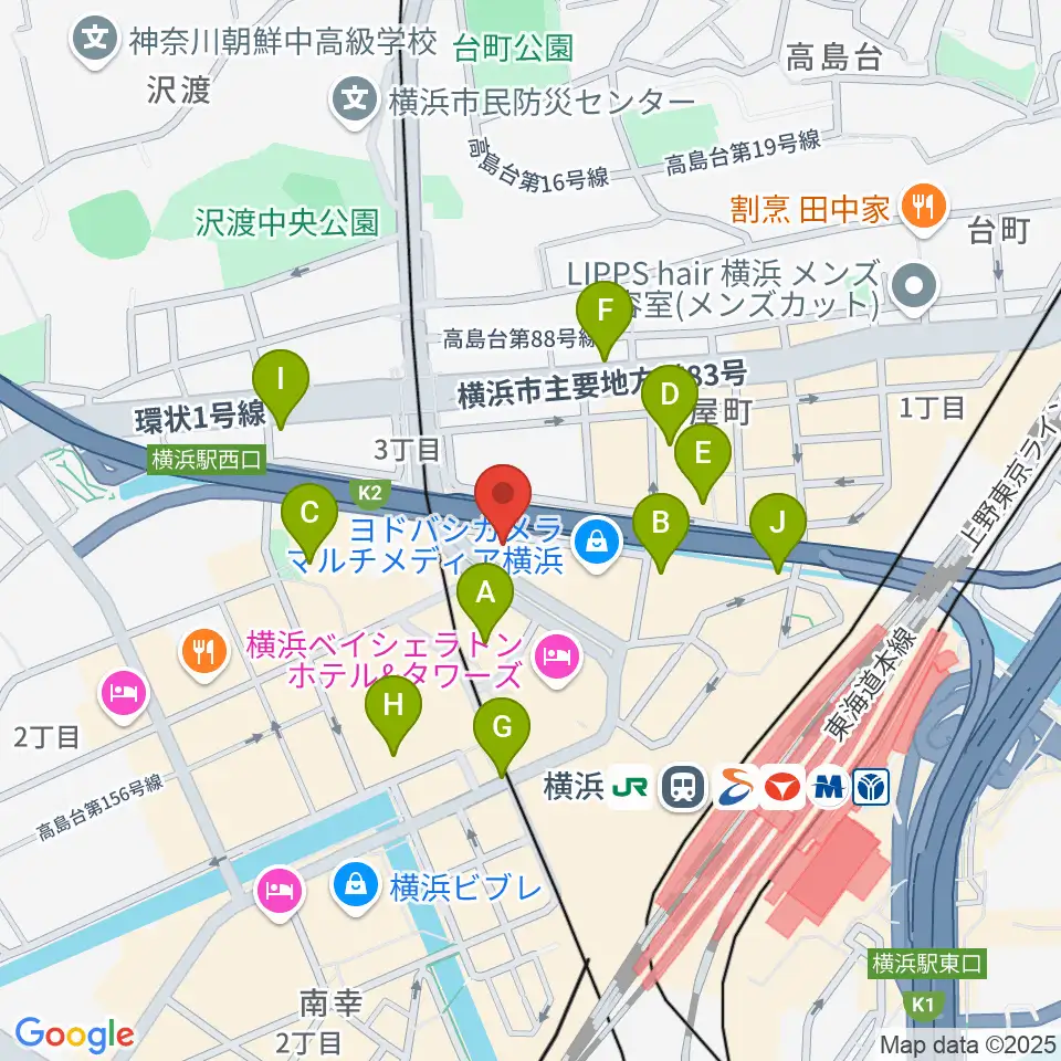 横浜音楽院周辺のコンビニエンスストア一覧地図
