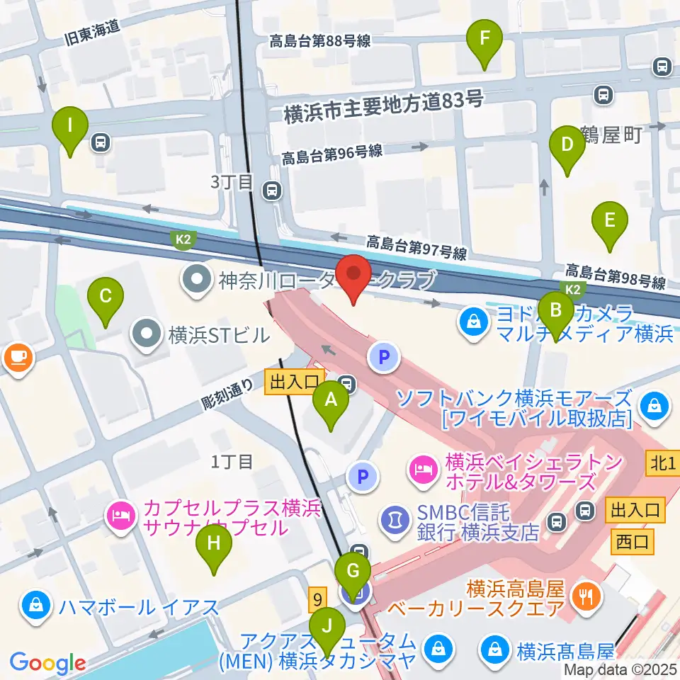 横浜音楽院周辺のコンビニエンスストア一覧地図
