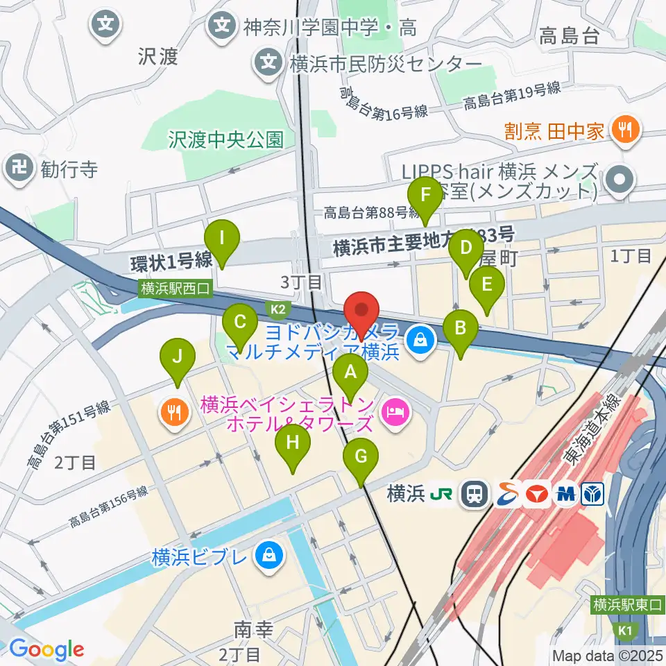 横浜音楽院周辺のコンビニエンスストア一覧地図