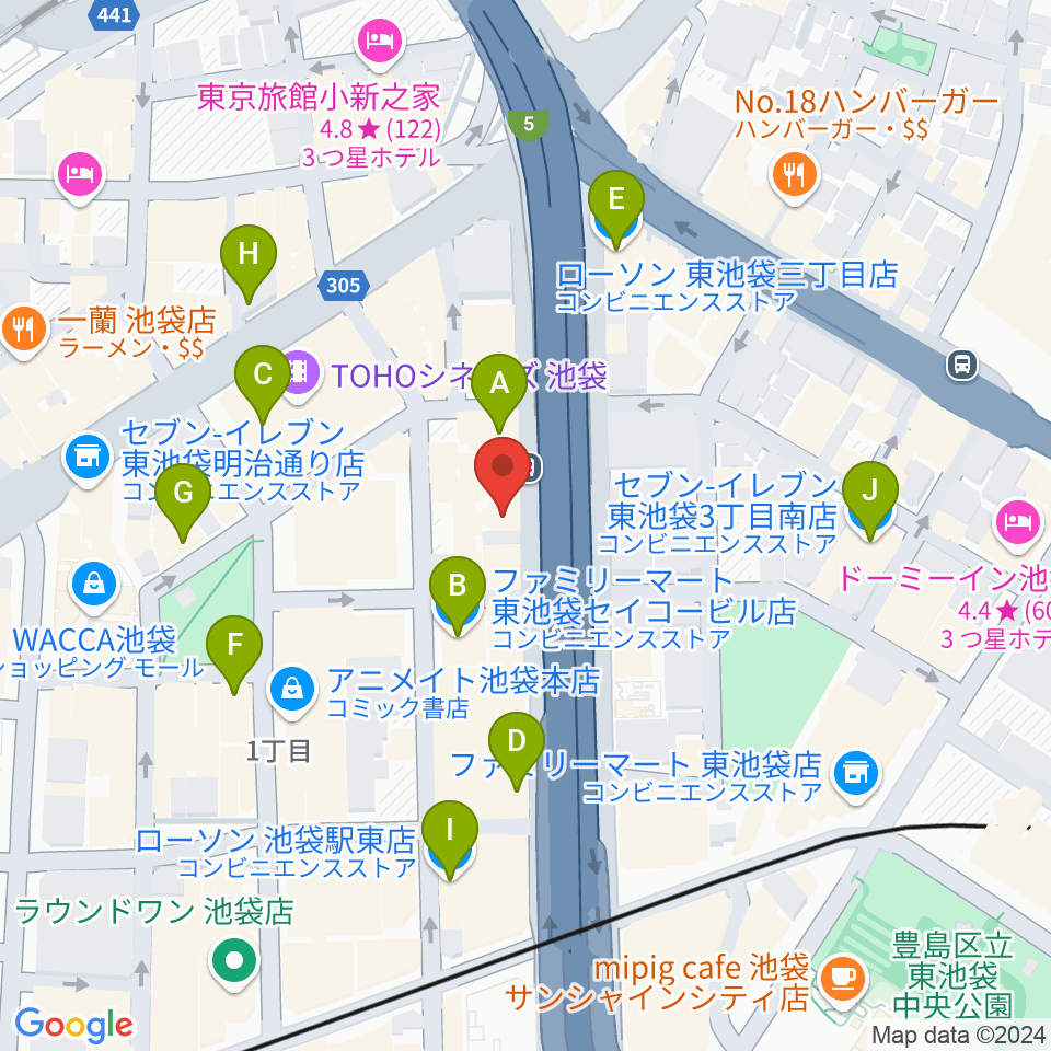 東京ミューズ・アカデミー周辺のコンビニエンスストア一覧地図