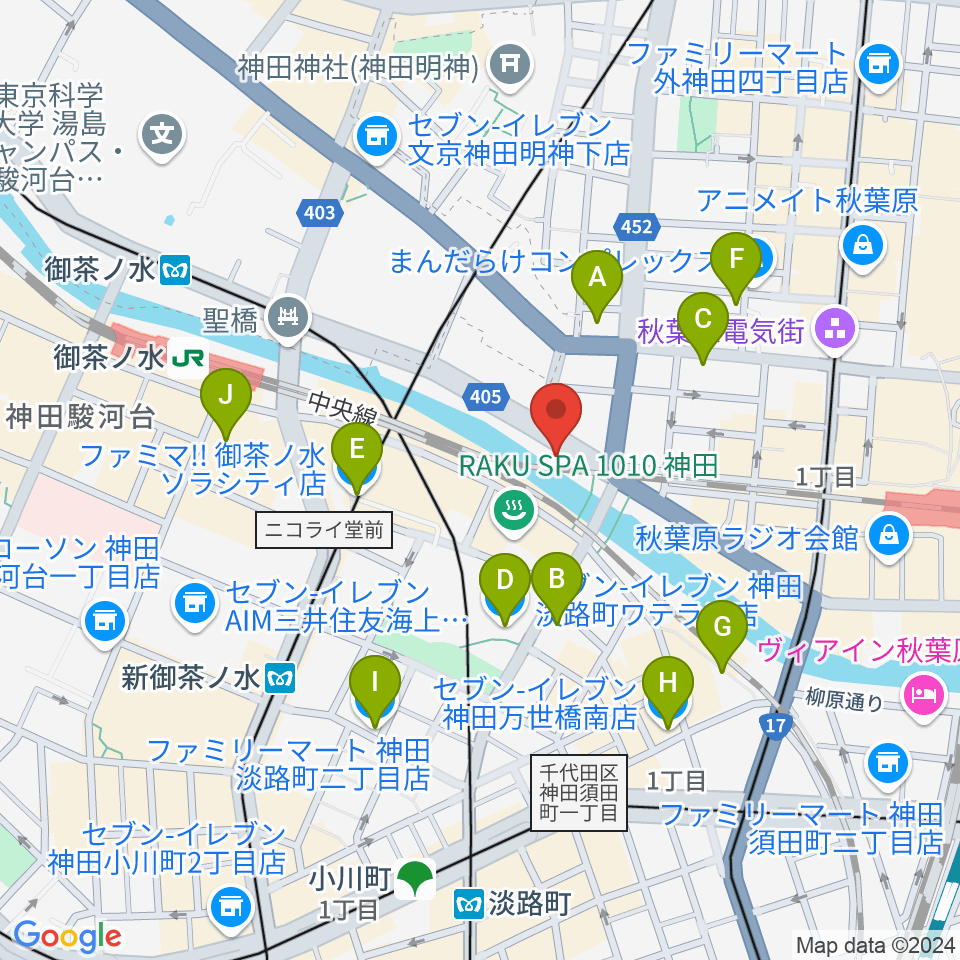 KISSボイストレーニング 秋葉原周辺のコンビニエンスストア一覧地図